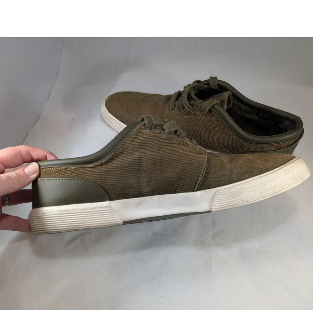 Polo Ralph Lauren Men Brown Canvas Corduroy Low Top‎ Sneakers Shoes Size 11.5D